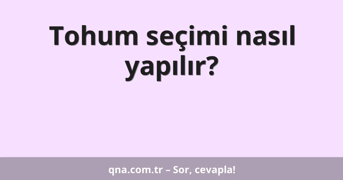 Tohum seçimi nasıl yapılır?