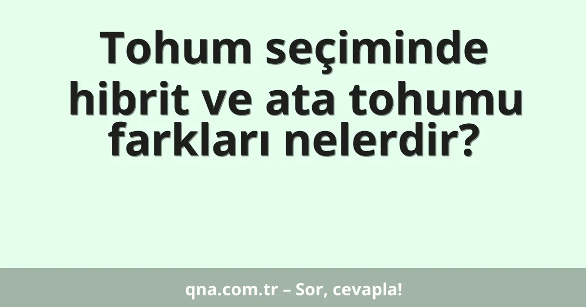 Tohum seçiminde hibrit ve ata tohumu farkları nelerdir?