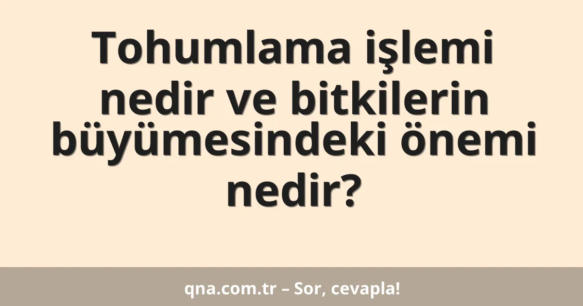 Tohumlama işlemi nedir ve bitkilerin büyümesindeki önemi nedir?