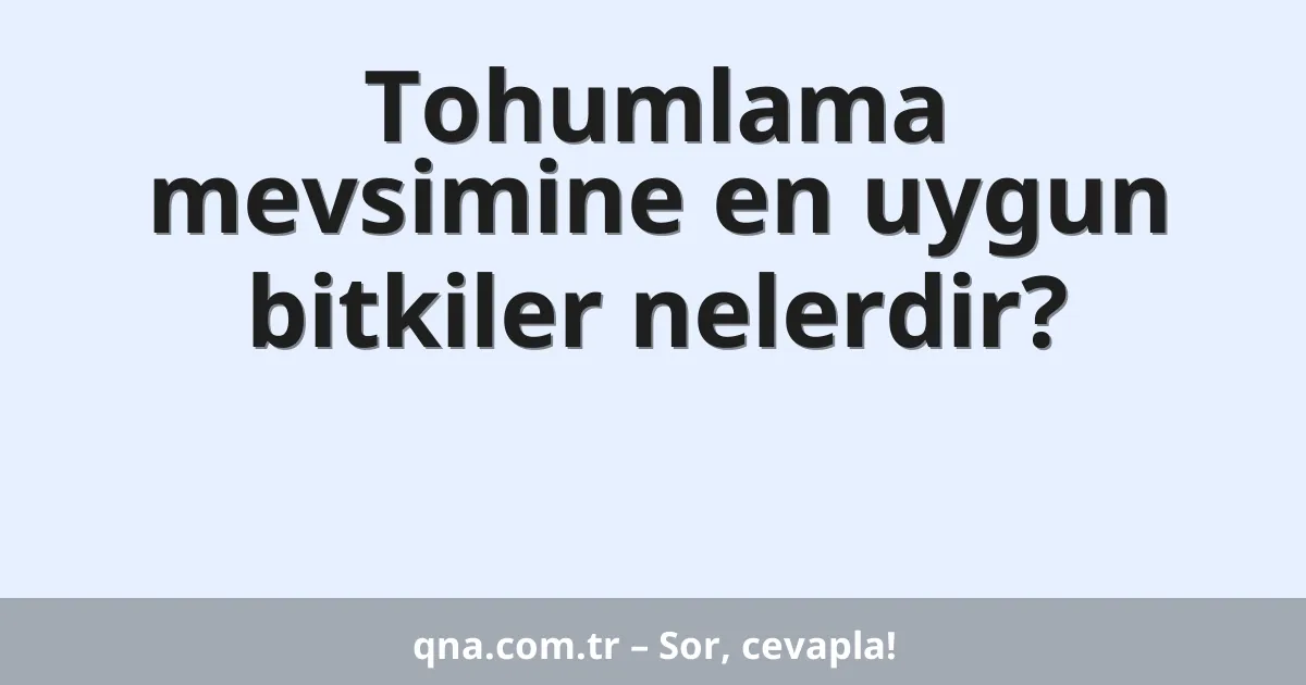 Tohumlama mevsimine en uygun bitkiler nelerdir?