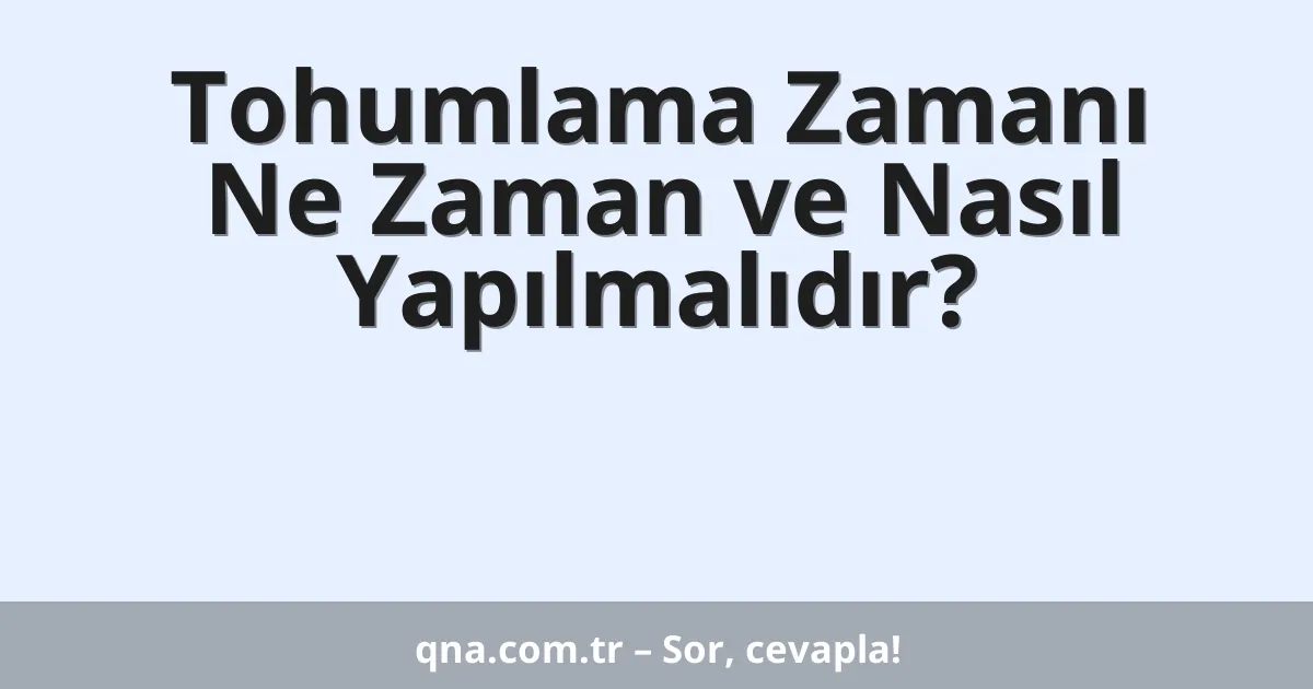 Tohumlama Zamanı Ne Zaman ve Nasıl Yapılmalıdır?