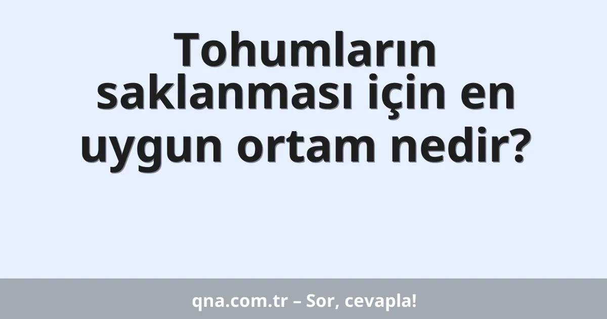 Tohumların saklanması için en uygun ortam nedir?