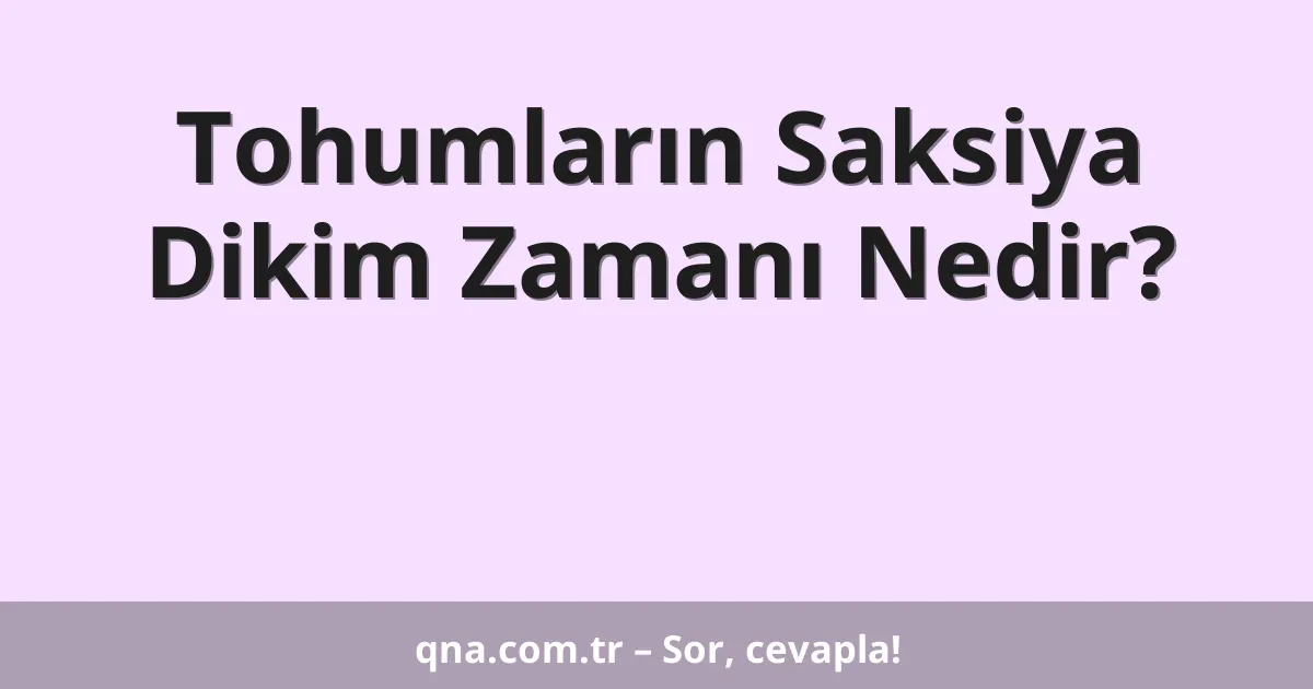 Tohumların Saksiya Dikim Zamanı Nedir?
