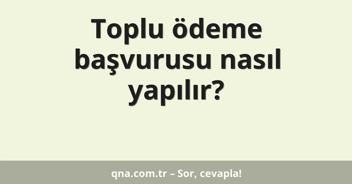 Toplu ödeme başvurusu nasıl yapılır?