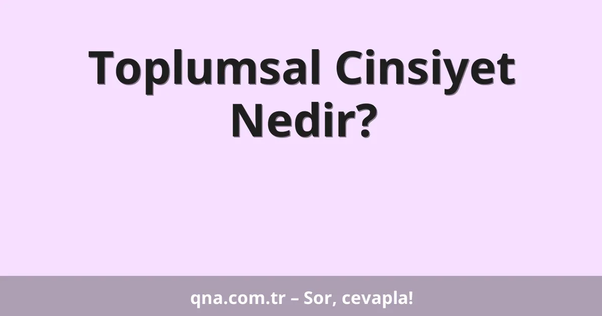 Toplumsal Cinsiyet Nedir?