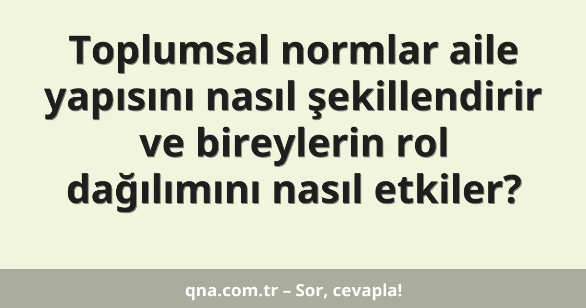 Toplumsal normlar aile yapısını nasıl şekillendirir ve bireylerin rol dağılımını nasıl etkiler?