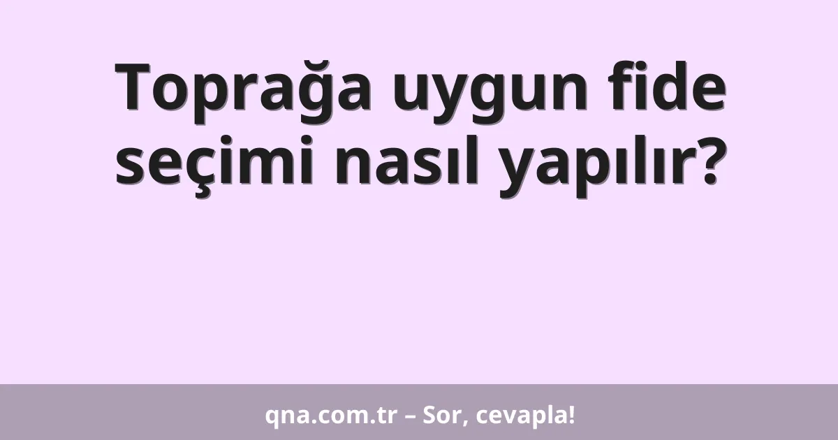 Toprağa uygun fide seçimi nasıl yapılır?