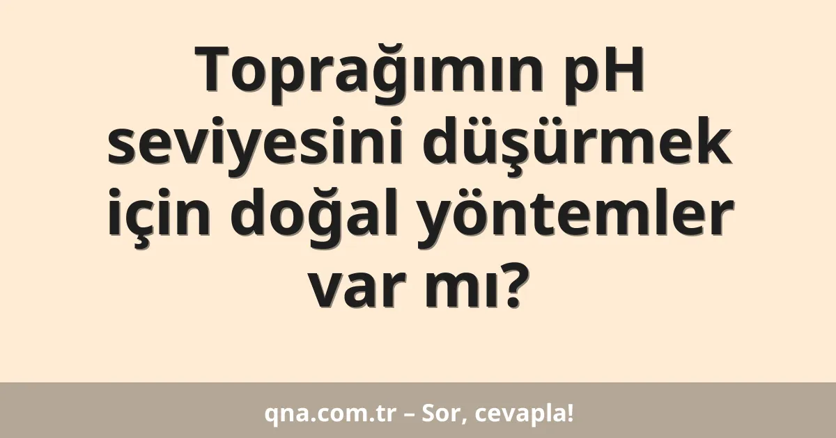 Toprağımın pH seviyesini düşürmek için doğal yöntemler var mı?