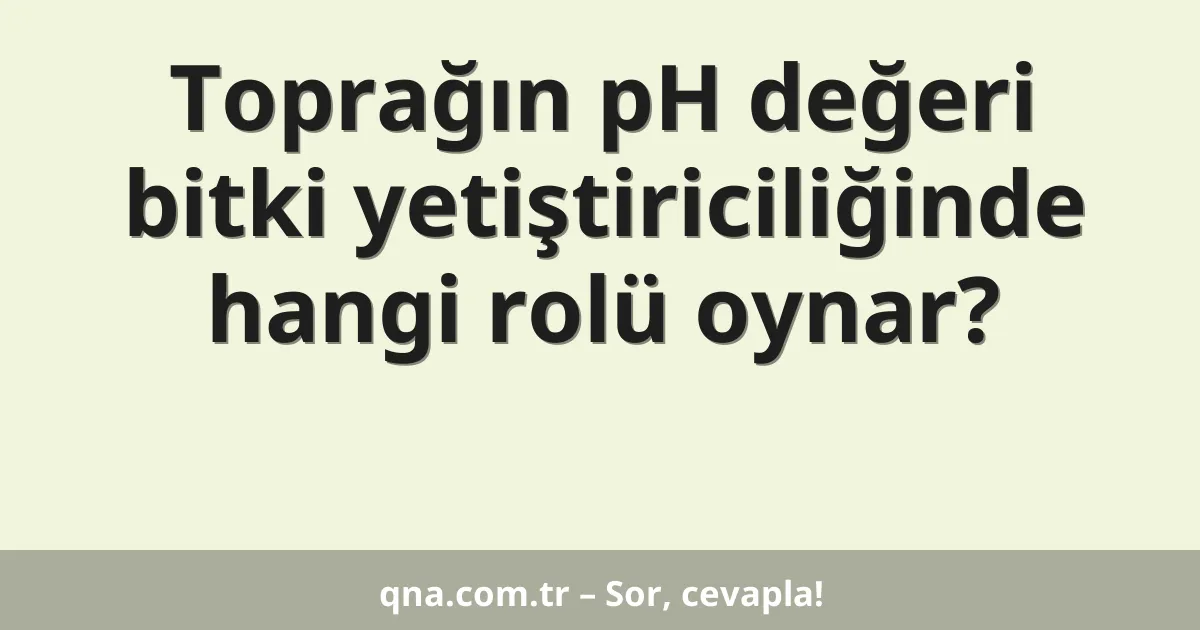 Toprağın pH değeri bitki yetiştiriciliğinde hangi rolü oynar?