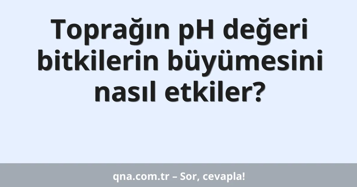 Toprağın pH değeri bitkilerin büyümesini nasıl etkiler?