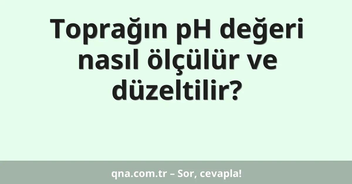 Toprağın pH değeri nasıl ölçülür ve düzeltilir?