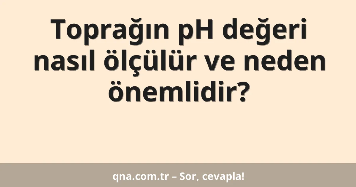Toprağın pH değeri nasıl ölçülür ve neden önemlidir?