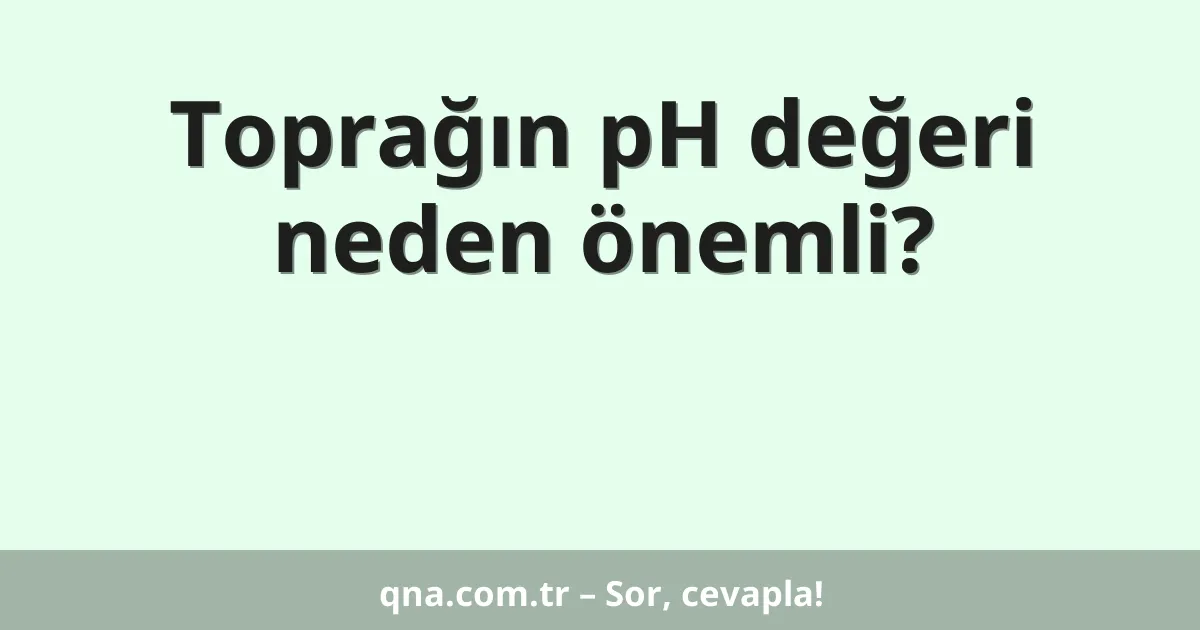 Toprağın pH değeri neden önemli?
