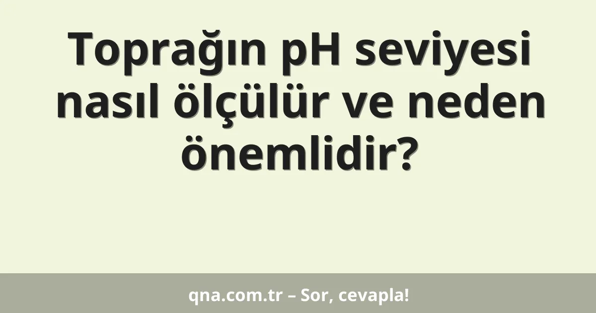 Toprağın pH seviyesi nasıl ölçülür ve neden önemlidir?
