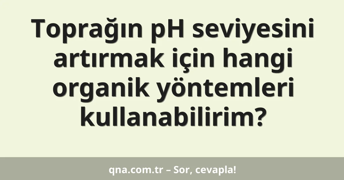 Toprağın pH seviyesini artırmak için hangi organik yöntemleri kullanabilirim?