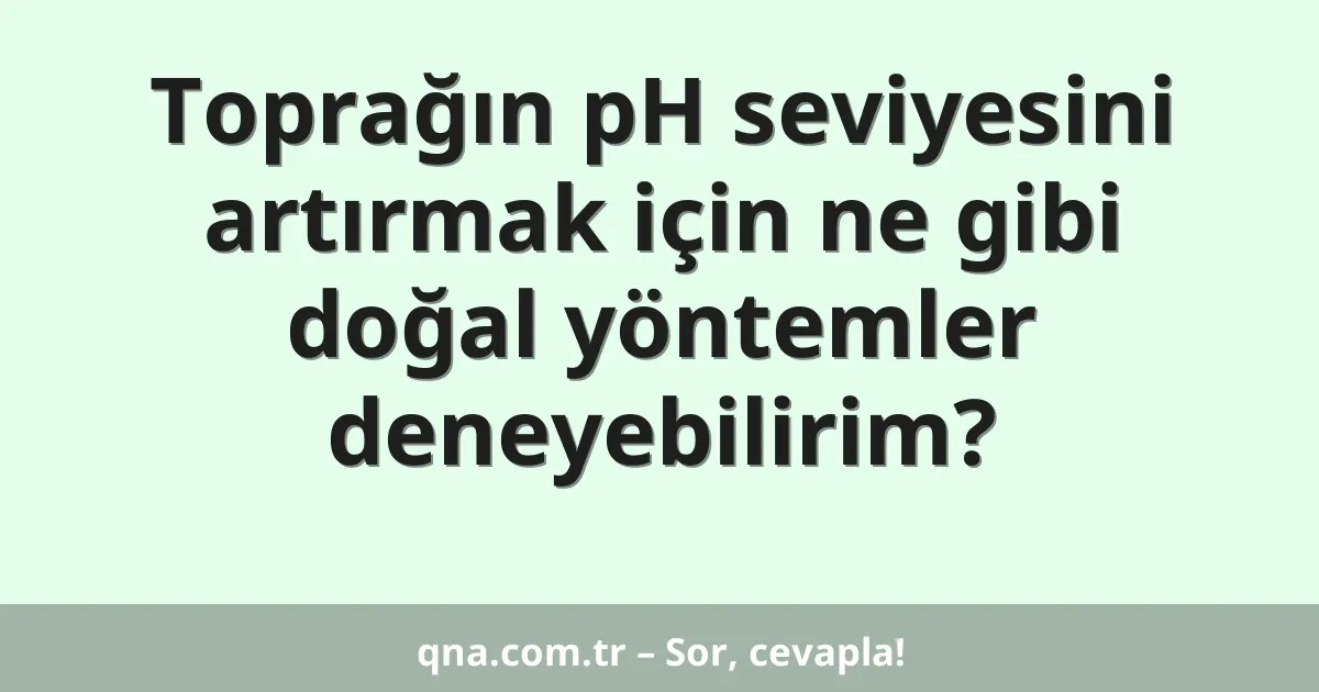 Toprağın pH seviyesini artırmak için ne gibi doğal yöntemler deneyebilirim?