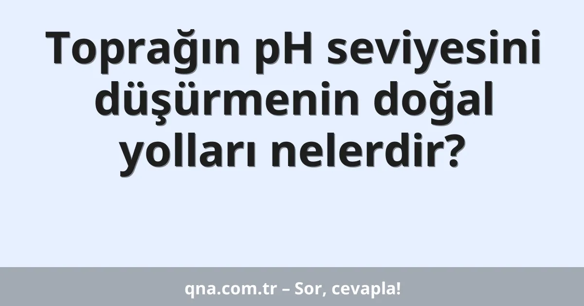 Toprağın pH seviyesini düşürmenin doğal yolları nelerdir?