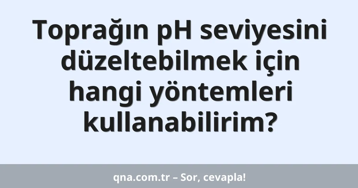 Toprağın pH seviyesini düzeltebilmek için hangi yöntemleri kullanabilirim?