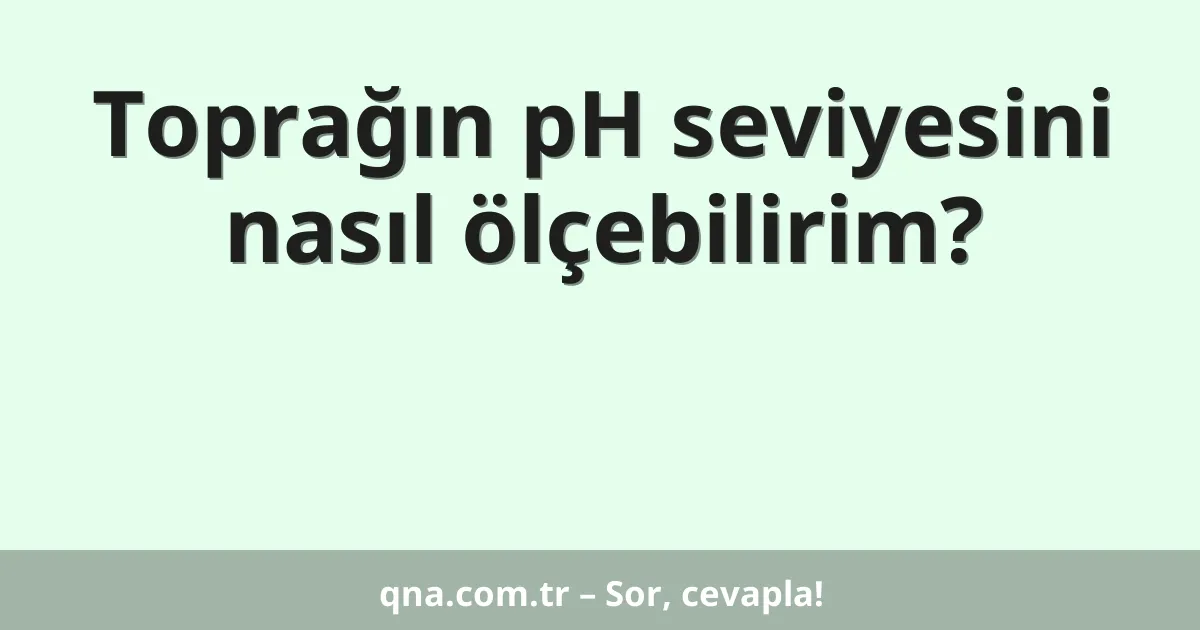 Toprağın pH seviyesini nasıl ölçebilirim?