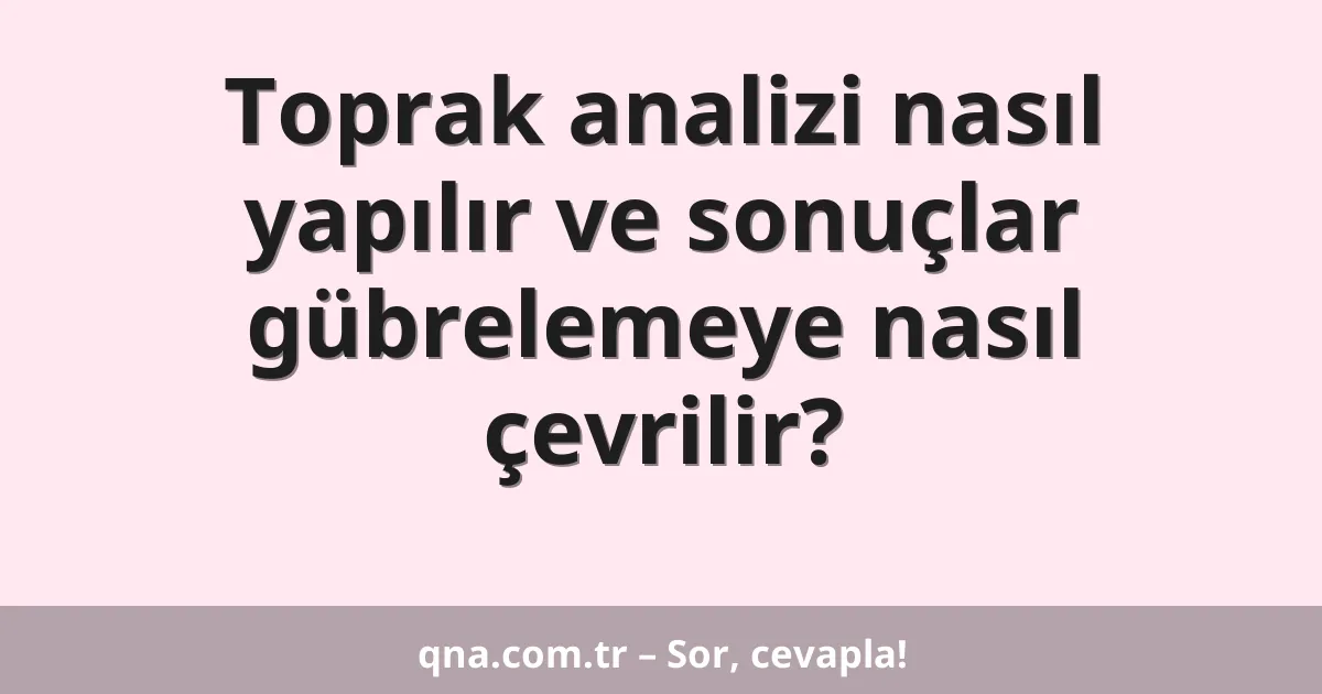 Toprak analizi nasıl yapılır ve sonuçlar gübrelemeye nasıl çevrilir?