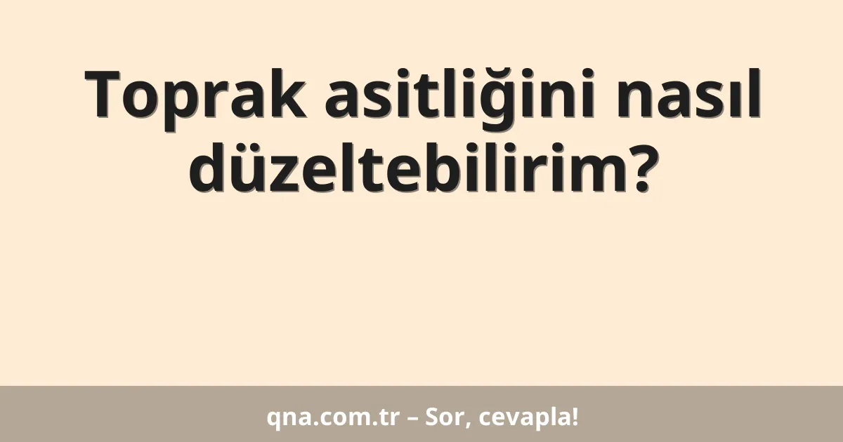 Toprak asitliğini nasıl düzeltebilirim?