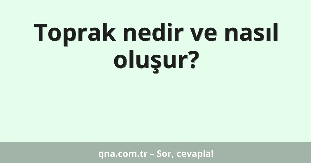 Toprak nedir ve nasıl oluşur?