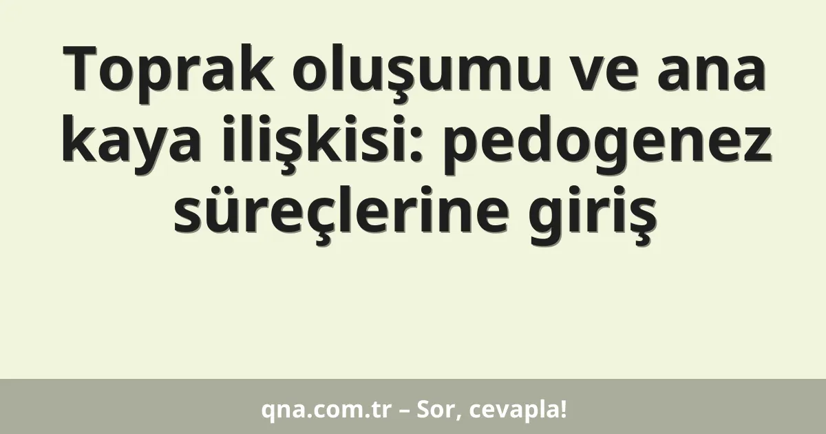 Toprak oluşumu ve ana kaya ilişkisi: pedogenez süreçlerine giriş