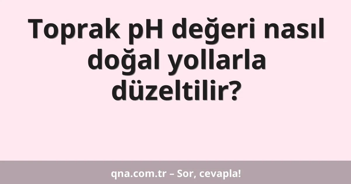 Toprak pH değeri nasıl doğal yollarla düzeltilir?