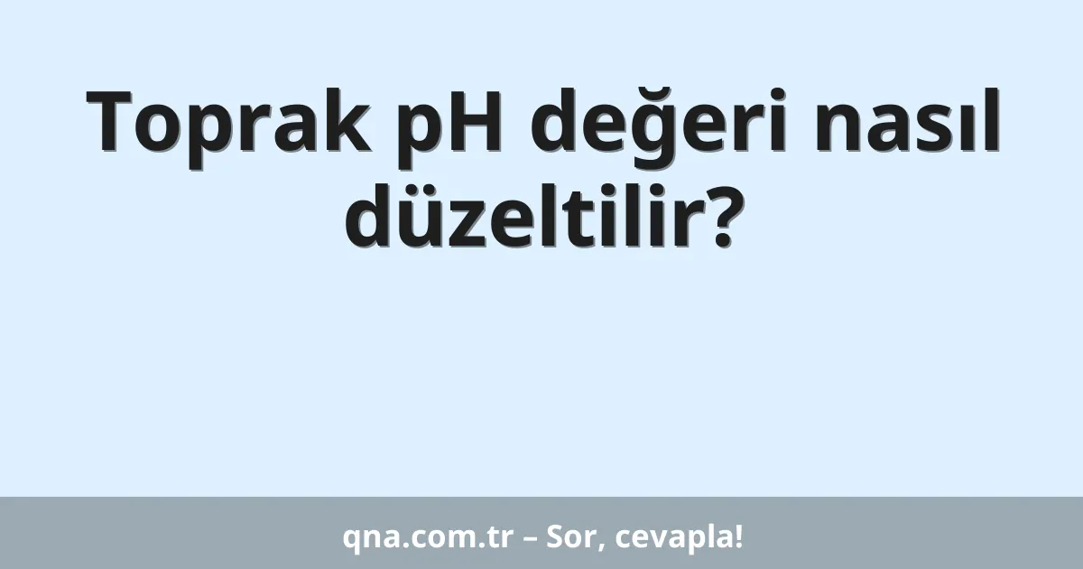 Toprak pH değeri nasıl düzeltilir?