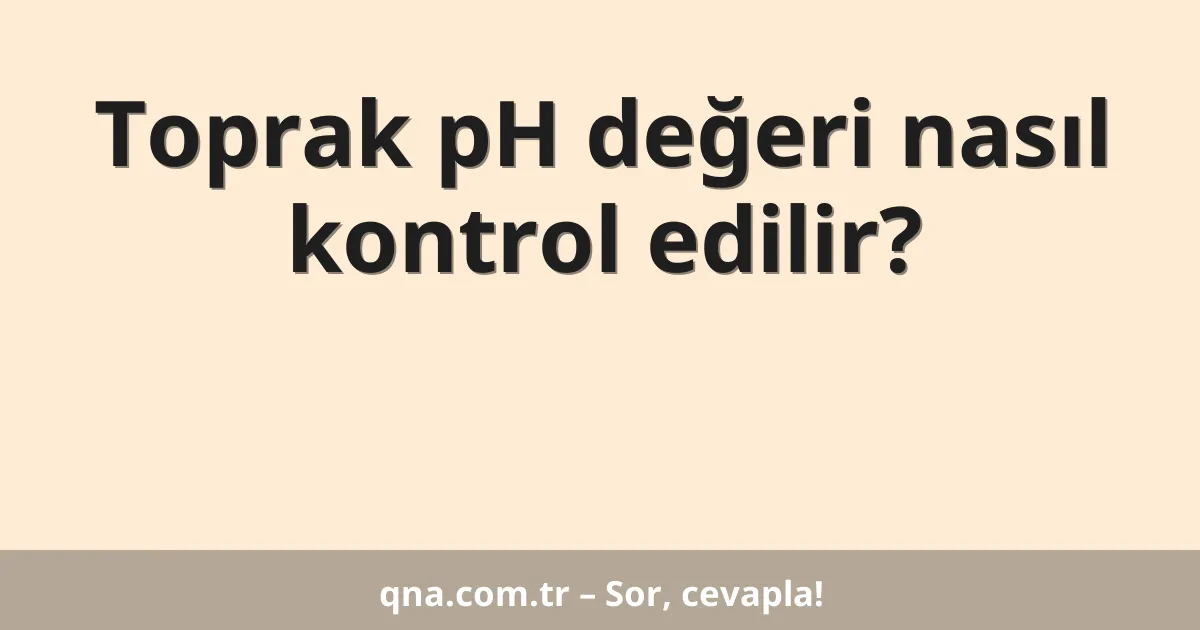Toprak pH değeri nasıl kontrol edilir?
