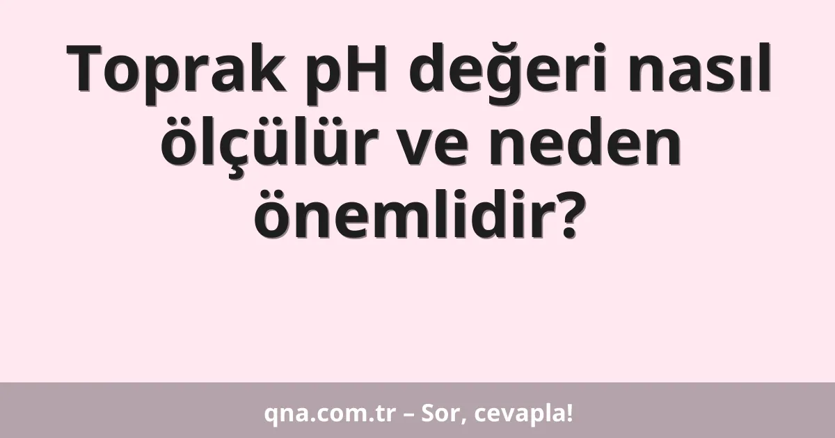 Toprak pH değeri nasıl ölçülür ve neden önemlidir?