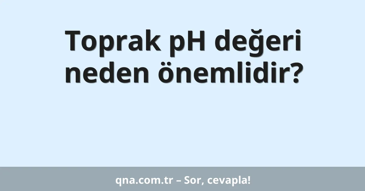 Toprak pH değeri neden önemlidir?