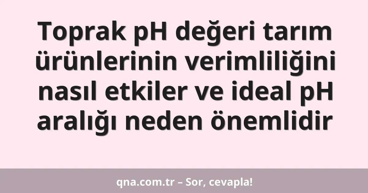 Toprak pH değeri tarım ürünlerinin verimliliğini nasıl etkiler ve ideal pH aralığı neden önemlidir