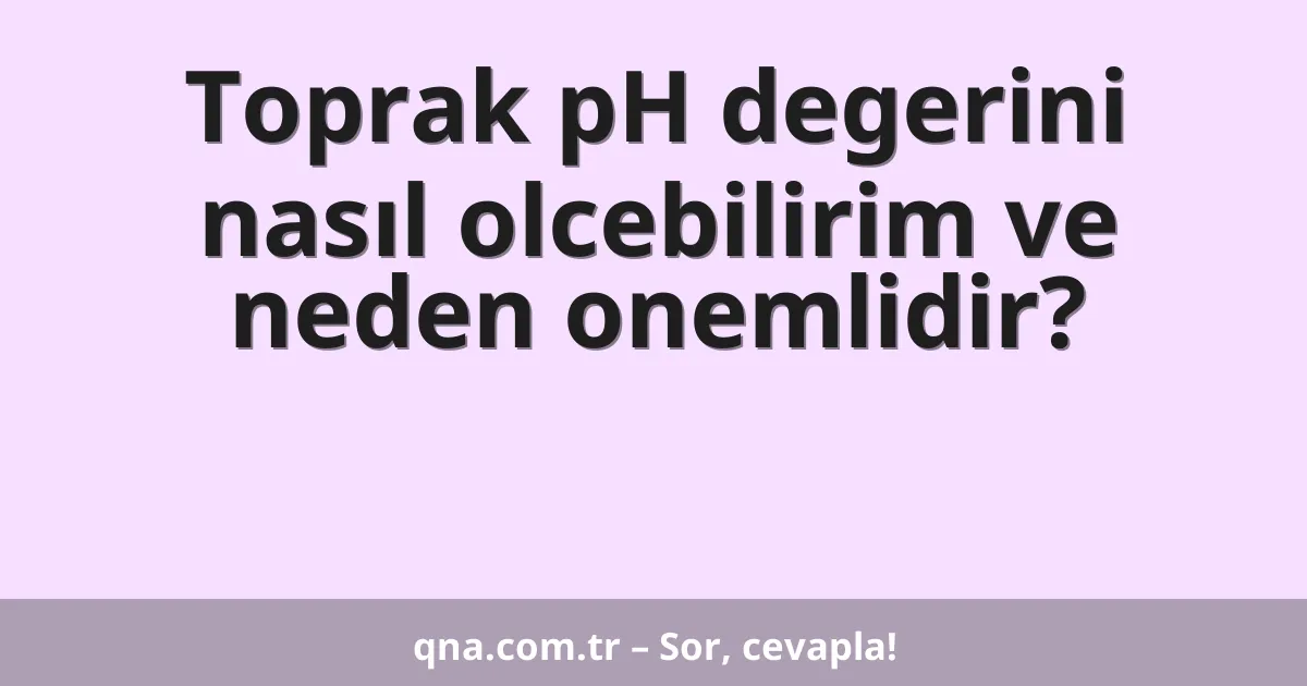 Toprak pH degerini nasıl olcebilirim ve neden onemlidir?