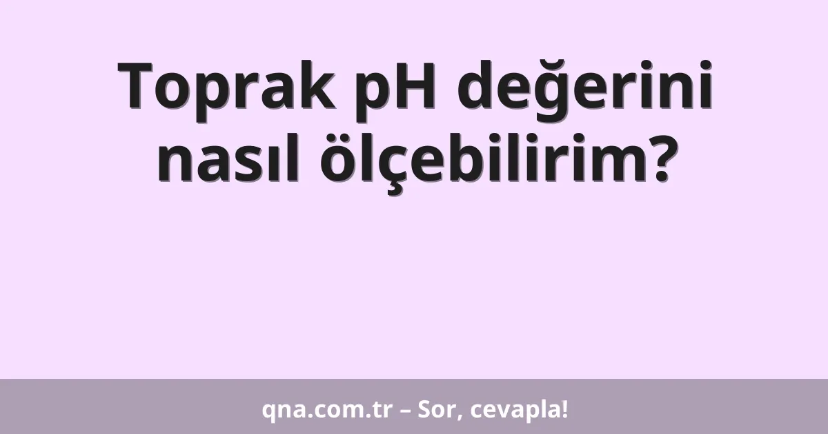 Toprak pH değerini nasıl ölçebilirim?