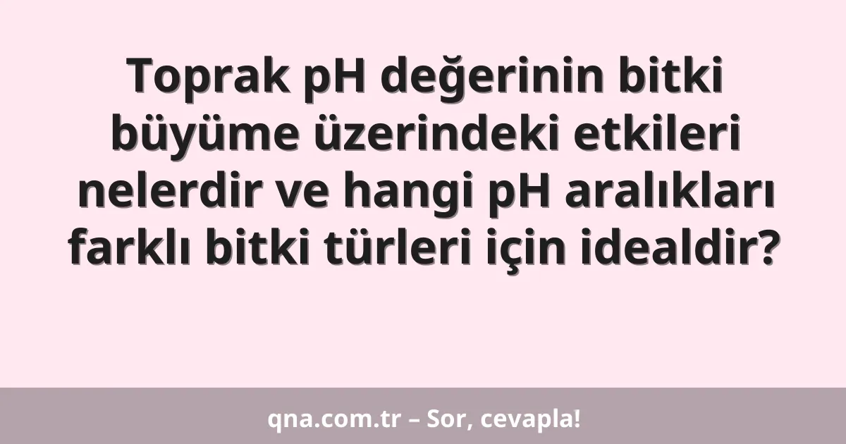 Toprak pH değerinin bitki büyüme üzerindeki etkileri nelerdir ve hangi pH aralıkları farklı bitki türleri için idealdir?