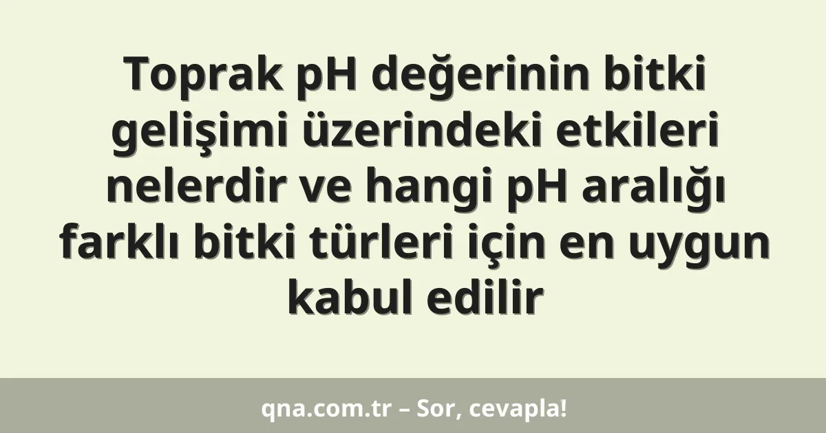 Toprak pH değerinin bitki gelişimi üzerindeki etkileri nelerdir ve hangi pH aralığı farklı bitki türleri için en uygun kabul edilir