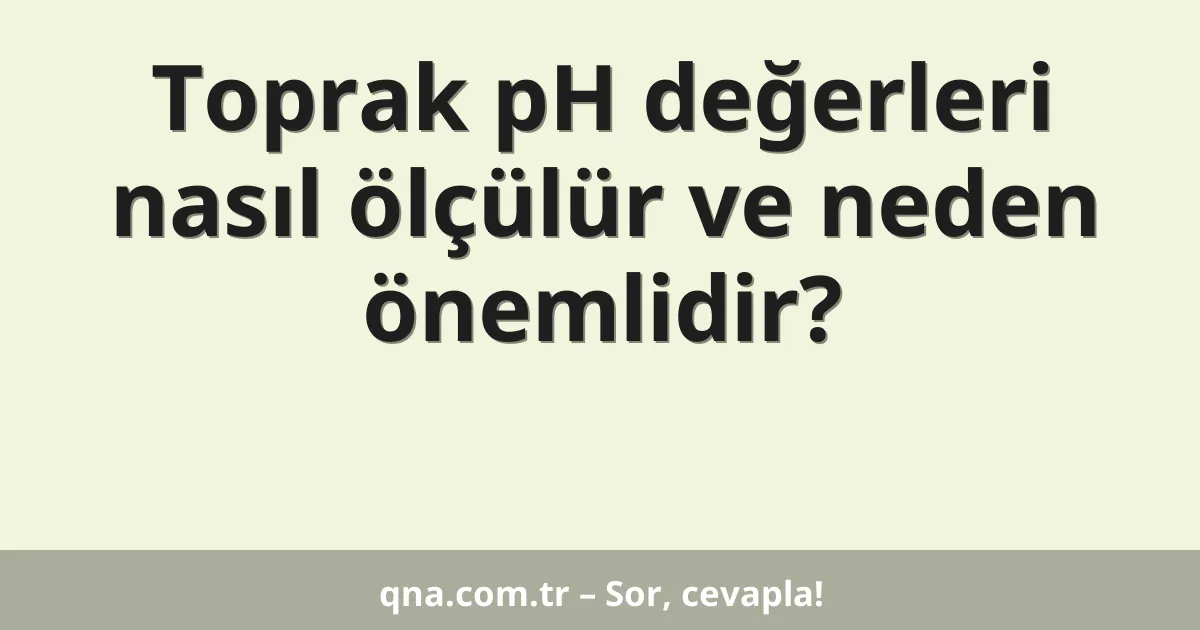 Toprak pH değerleri nasıl ölçülür ve neden önemlidir?