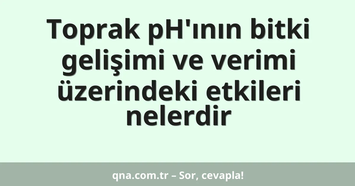 Toprak pH'ının bitki gelişimi ve verimi üzerindeki etkileri nelerdir