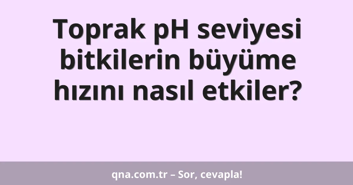 Toprak pH seviyesi bitkilerin büyüme hızını nasıl etkiler?