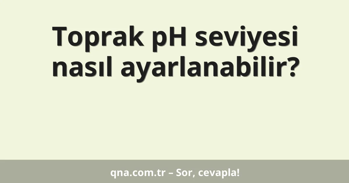 Toprak pH seviyesi nasıl ayarlanabilir?