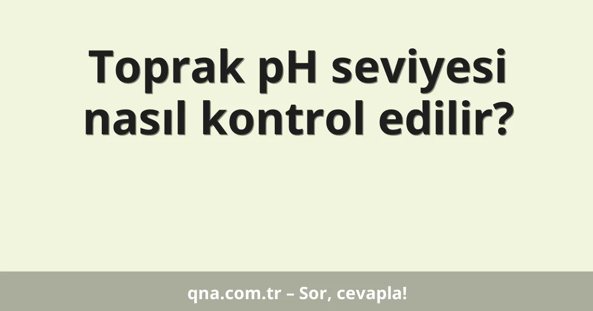Toprak pH seviyesi nasıl kontrol edilir?