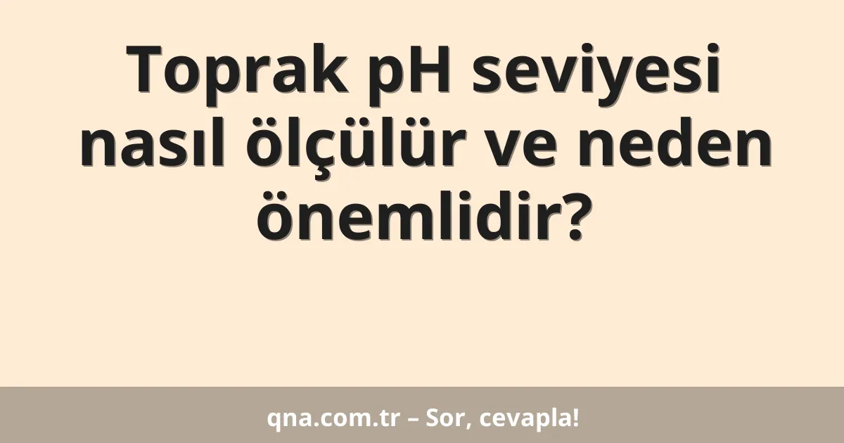 Toprak pH seviyesi nasıl ölçülür ve neden önemlidir?