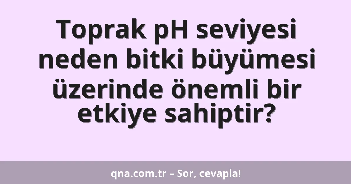 Toprak pH seviyesi neden bitki büyümesi üzerinde önemli bir etkiye sahiptir?