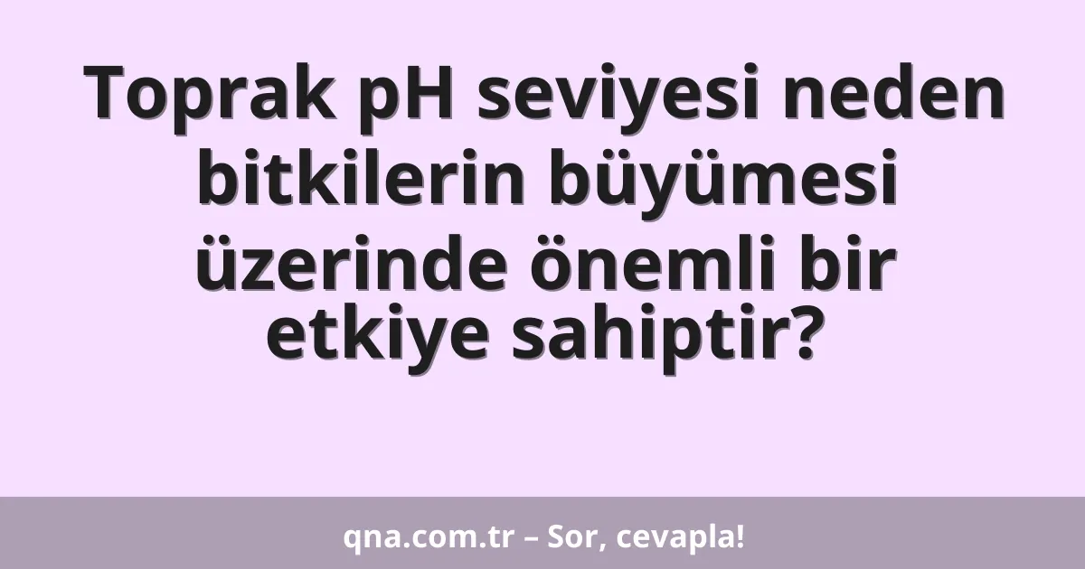 Toprak pH seviyesi neden bitkilerin büyümesi üzerinde önemli bir etkiye sahiptir?