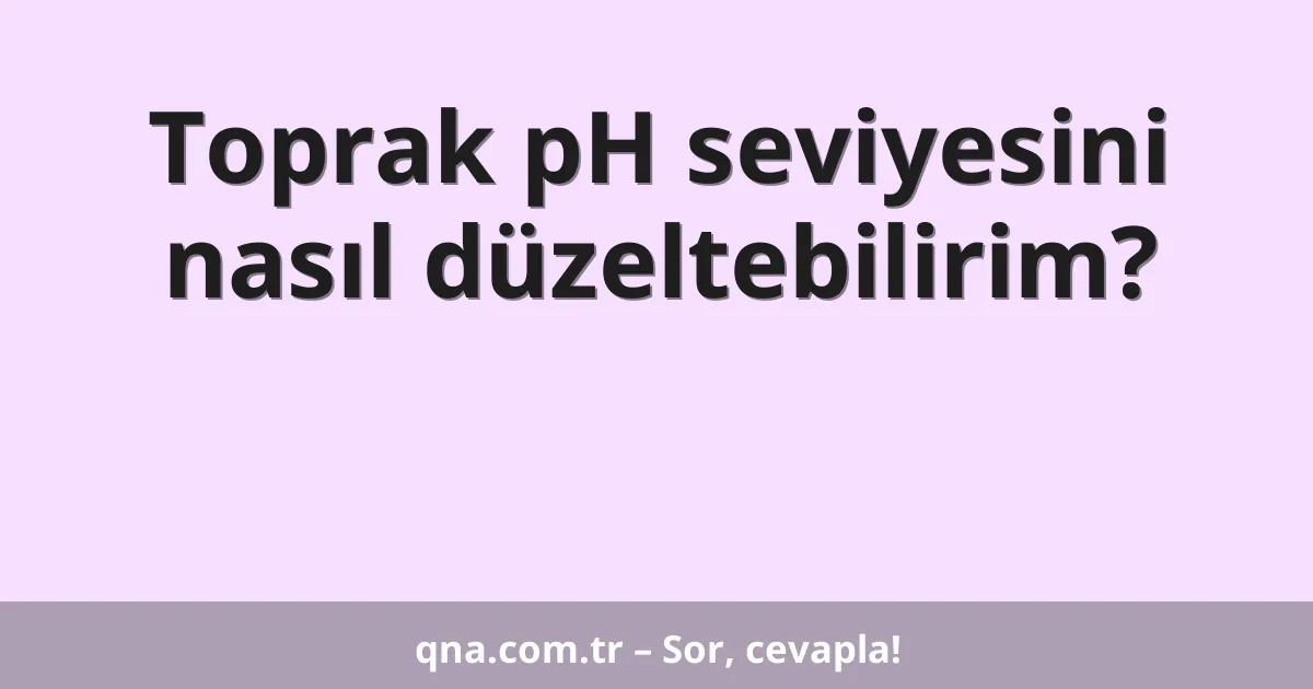 Toprak pH seviyesini nasıl düzeltebilirim?
