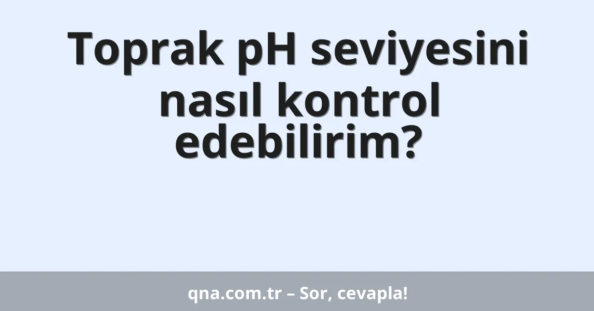 Toprak pH seviyesini nasıl kontrol edebilirim?