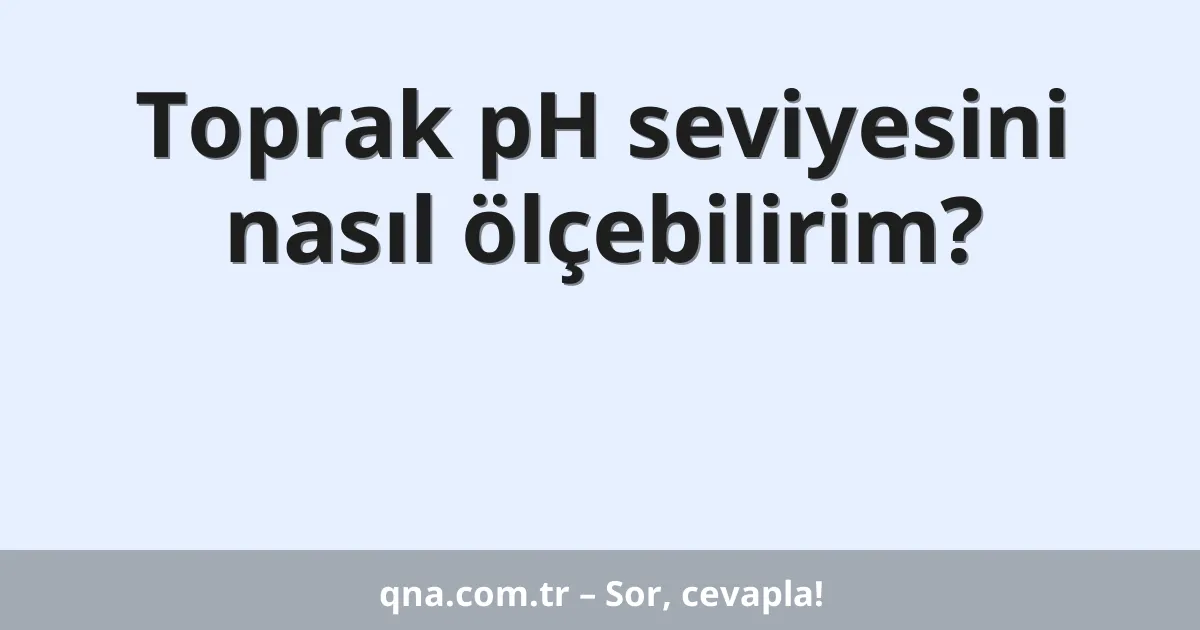 Toprak pH seviyesini nasıl ölçebilirim?