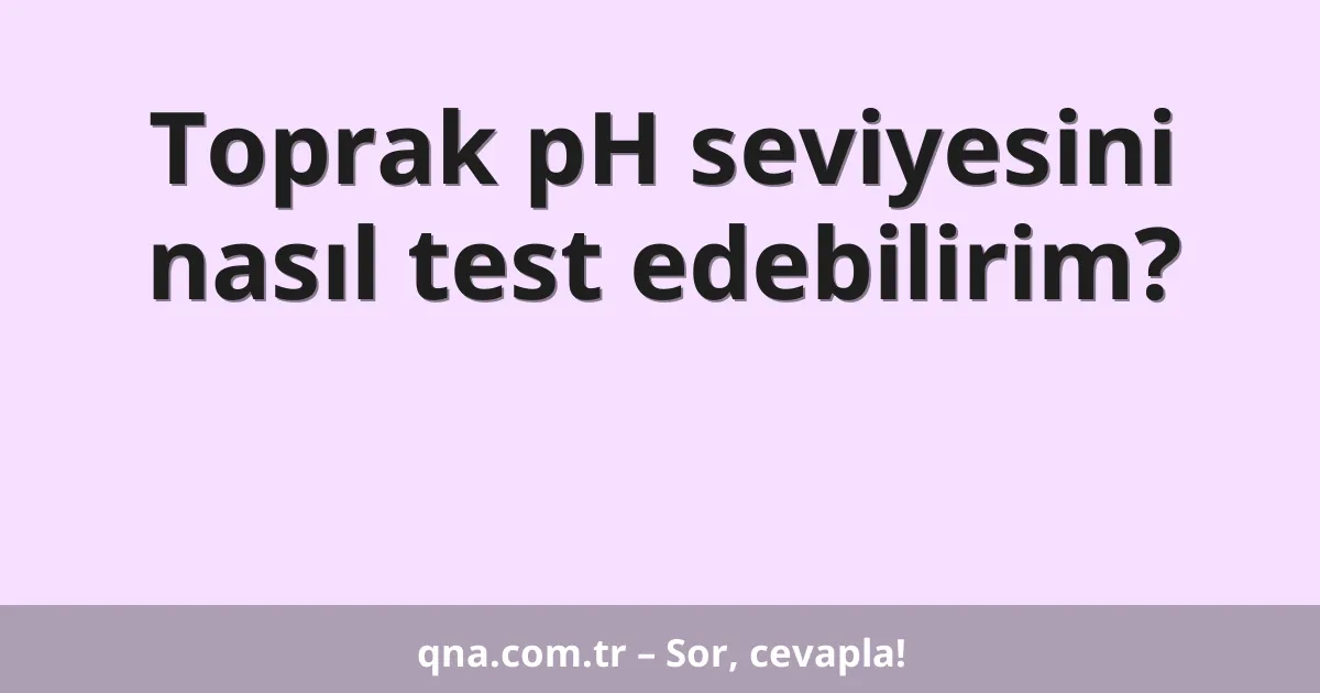 Toprak pH seviyesini nasıl test edebilirim?