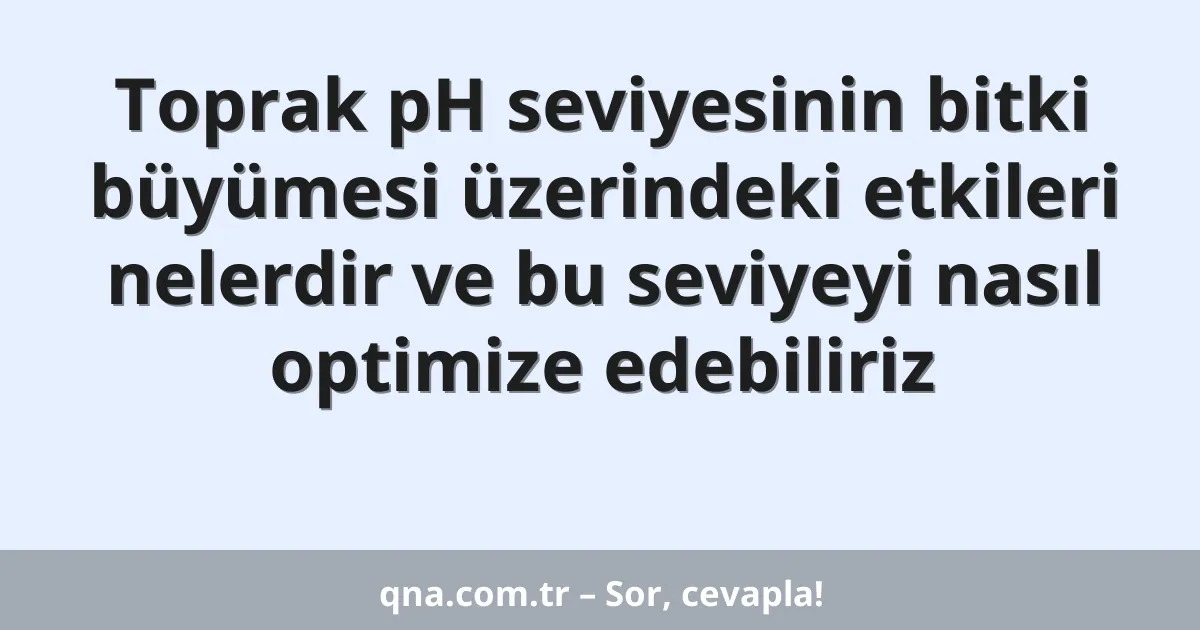 Toprak pH seviyesinin bitki büyümesi üzerindeki etkileri nelerdir ve bu seviyeyi nasıl optimize edebiliriz